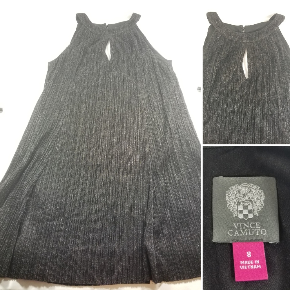 Vince Camuto Sparkly Shift Trapeze Dress Metallic